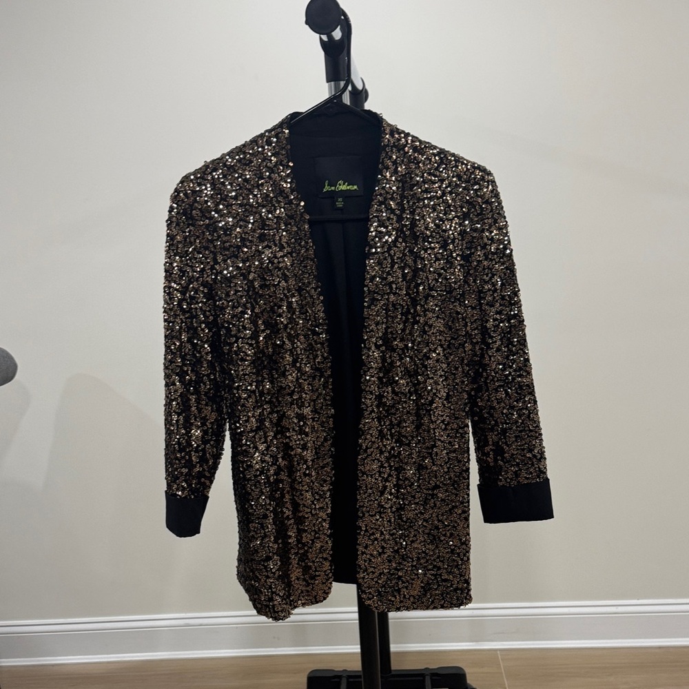 Sam Edelman Black and Gold Sequin Jacket